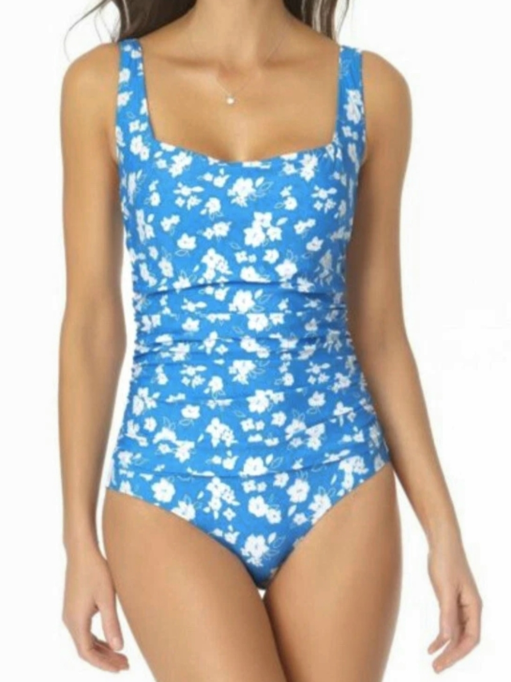 Anne Cole Blue Floral One Piece Swimsuit XS | Adjustable Straps | Flattering Fit